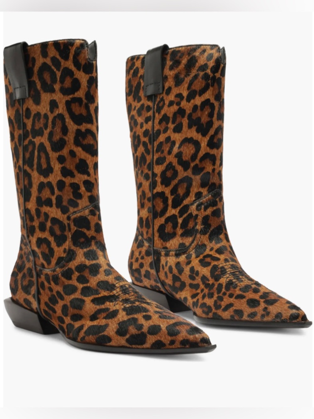 SCHUTZ Leopard-Print Western Knee-High Boot - Black & Brown